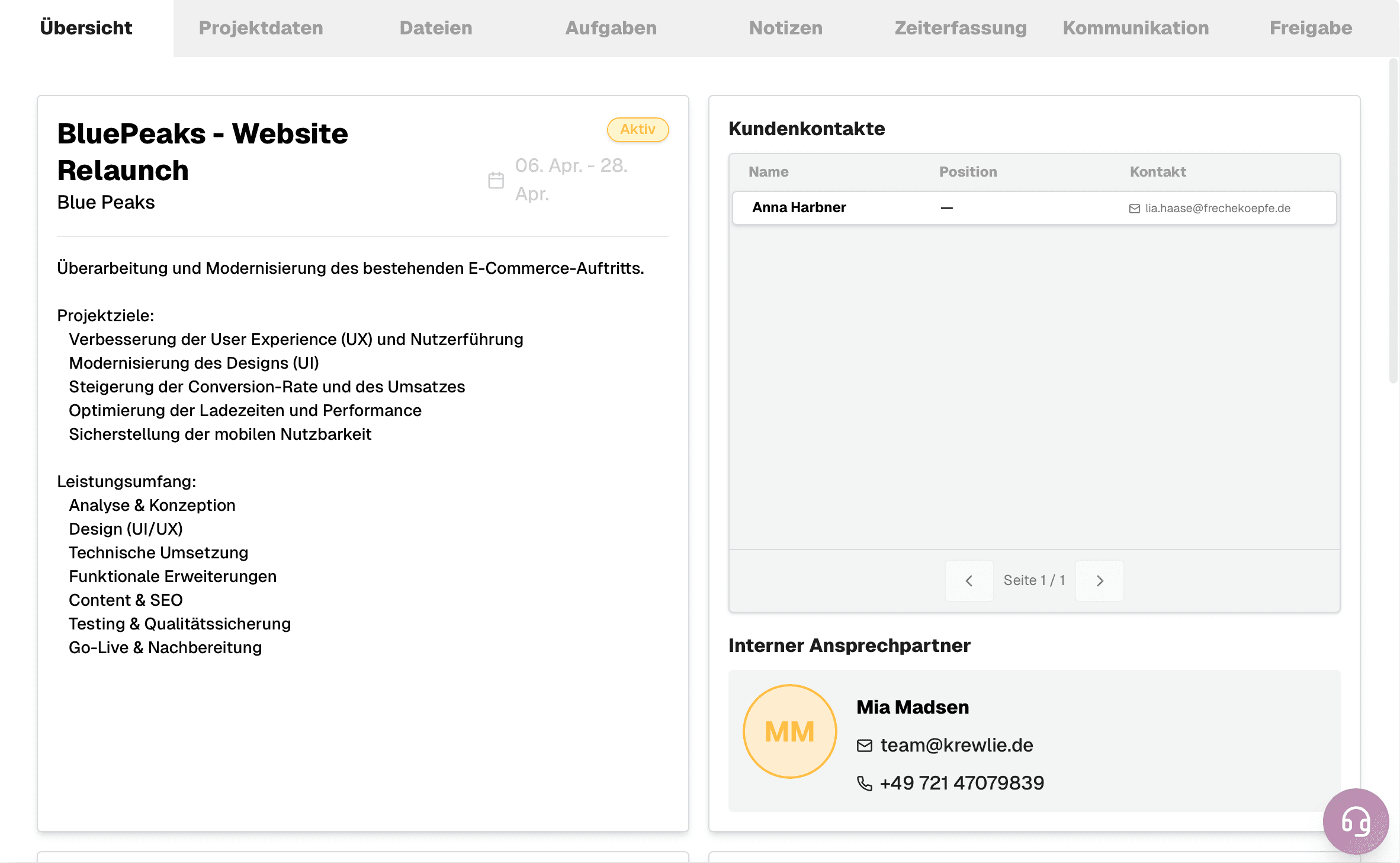 Projektübersicht